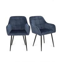 Prix d'usine Chaises argentées modernes et contemporaines Fauteuil rembourré en velours bleu avec accoudoir doré en acier inoxydable Chaise de salle à manger