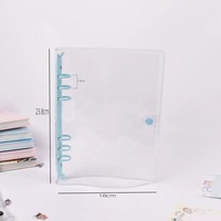 Protège-cahier A5 en PVC transparent ML avec anneaux, pochette promotionnelle pour agenda, pages remplaçables, classeurs souples à anneaux, fermeture éclair en PVC