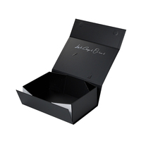 Boîte cadeau magnétique pliable noire mate de luxe, impression argentée personnalisée, emballage plat pour cadeau électronique