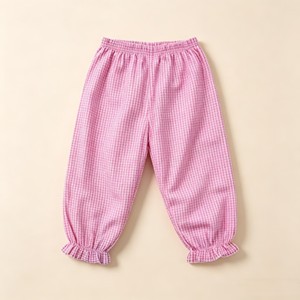 Pantaloni Harem Personalizzati per Bambine, Lunghezza Intera, a Quadri, Stile Lanterna, Vita Elastica, Polsini Arricciati, Vestibilità Ampia, per Uso Quotidiano - Product Image 3
