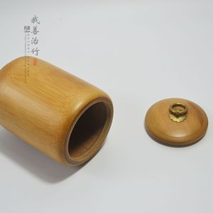 Bamboo Tea Canister With Lotus Carving Wooden Lid Storage Jar For Tea Cake Household Use Chongqing Craft - Product Image 5