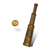 Télescope à trois tubes en laiton avec pochette en velours, jumelles nautiques vintage légères, décoration de bureau et de maison, cadeau décoratif