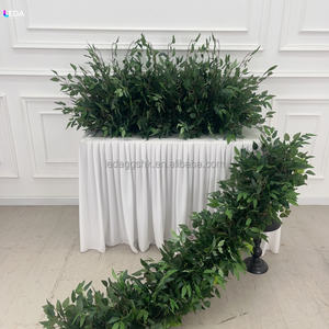 LEDA Long Custom <b>Silk</b> Artificial Green Leaves Natural Real Touch Floral Garland <b>Flower</b> Runner for Events Decor - Product Image 1