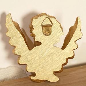 Personalizado 2D Golden Resin Anjo com Asas Wall Art Decor Bonito Cherub Estatueta - Product Image 6