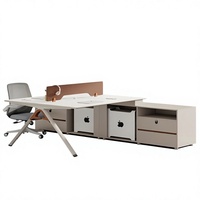 Poste de travail en îlot de bureau, bureau informatique moderne en L, station de travail avec cloison pour employés, ensemble de mobilier de table, vente en gros