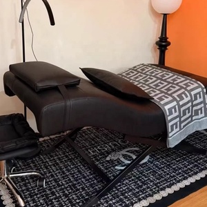 Black Curved Massage Table PU Leather Facial <b>Bed</b> Adjustable Salon Lash Spa Chair Upholstered Treatment Couch - Product Image 4