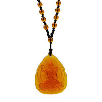 PFT Manjushri Bodhisattva Anhänger Grüne Tara Blauer Medizin-Buddha Charm Unisex Glas Bambus-Kette Halskette Gelber Reichtum