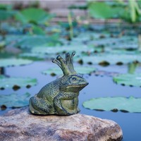 Statue de grenouille prince en fonte vintage européenne, décoration de jardin et de maison