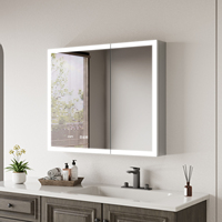 Armoire à pharmacie à double porte 36 pouces avec miroir LED intelligent pour salle de bain, fixation murale, anti-buée, variateur d'intensité, interrupteur tactile