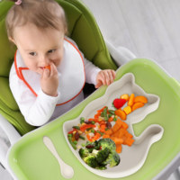 Ensembles d'alimentation mignons pour enfants, bols incassables en forme de chat et de cochon, plaque d'aspiration en silicone avec couleur personnalisée pour bébé