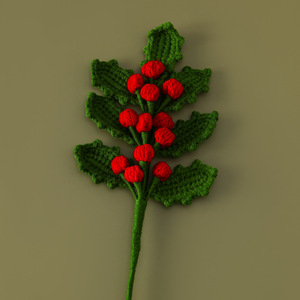 <span class=keywords><strong>Série</strong></span> de bouquets au crochet en laine transfrontalière de Noël Écologique de haute qualité Père Noël Pomme de pin et feuilles rouges - Product Image 2