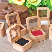 55mm bois de hêtre recyclable carré fenêtre anneau boîte diamant anneau bout à bout boîte femmes stockage cadeau boîte oreille clou