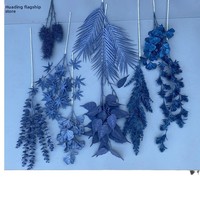 Décoration de plafond en plastique bleu givré motif feuilles d'arachide, gaufrage à motifs, fond gris-bleu, pour mariage
