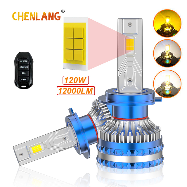 H7 H11 High Power 240W 120W Car Bulb Led Headlight With Remote Controller 20000LM 3Colors 3000K 4300K 6500K H4 Led Headlight