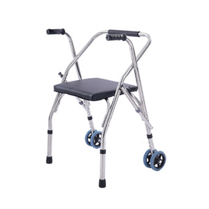 Stainless Steel Walking Aid With Wheels And Seat Height Adjustable For Elderly Mobility Assistance - Product Image 1