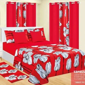 12-mảnh in tấm ga trải giường sợi nhỏ thiết lập với siêu âm Quilt 10-mảnh được trang bị nền tảng tờ và rèm cửa 13pcs tổng - Product Image 6