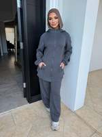 Abaya personnalisée Mexizo Dubaï et vêtements islamiques, robe musulmane pour femmes, ensemble de survêtement à capuche deux pièces avec veste zippée