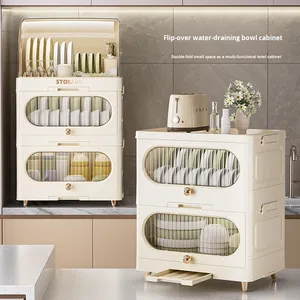 Multi-Layer <strong>Kitchen</strong> Draining Bowl Cover Dustproof PP Dish <strong>Rack</strong> for Dinnerware Storage Cross-Border New <strong>Rack</strong> <strong>Kitchen</strong> Cabinet Set - Product Image 2