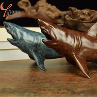 Sculptures personnalisées en laiton bronze Statues d'animaux marins Requin réaliste Intérieur Extérieur Affichages décoratifs Coulée