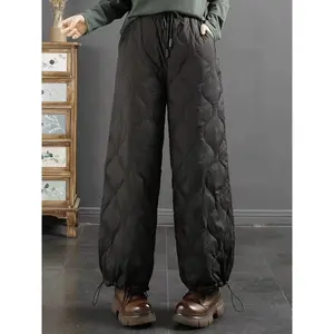 Benutzer definierte Winter hose Männer und Frauen Overs ize Wide Leg Quilted Pants Elastic Waist Draw string Casual Pants