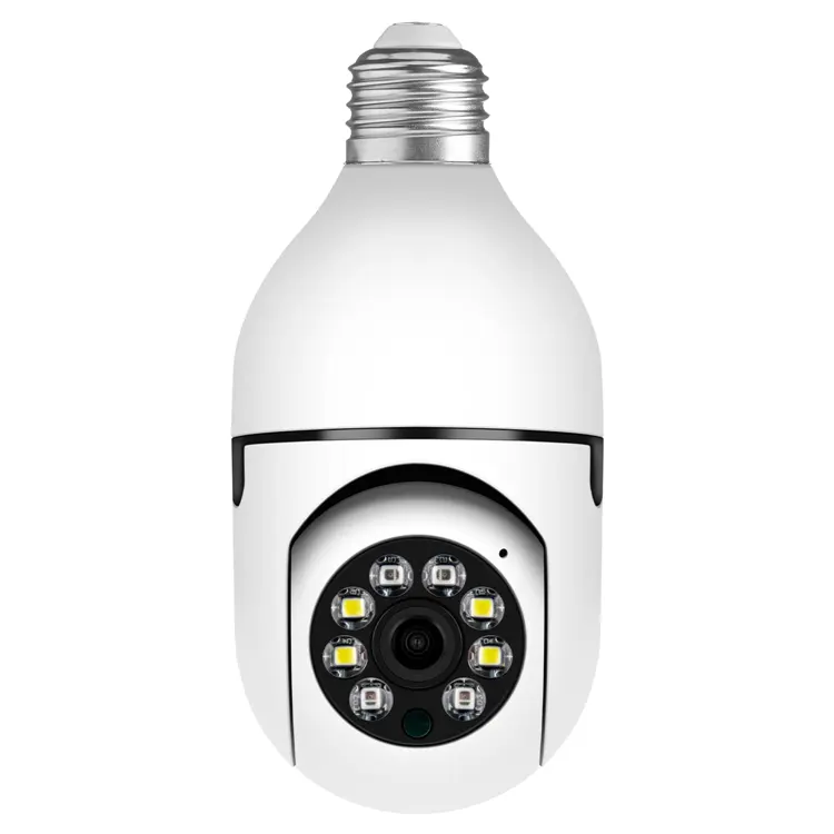 Cámara CCTV de 1080P con visión nocturna para interior, Mini cámara de seguridad PTZ con seguimiento automático, WiFi, con bombilla y enchufe E27