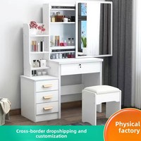 Coiffeuse intégrée en plastique tendance pour baie vitrée, avec rangement, pour petit appartement, garantie 1 an pour usage domestique