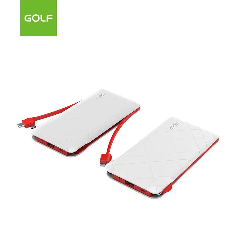 Factory Manufacture Polymer External Battery Charger Power Pack Wholesale Built In Cable Power Bank 10000mAh