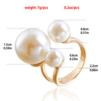 Mode élégant perles anneau réglable bagues plaqué or anneaux femmes filles bijoux