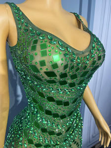 Novance Y5323 Productos de Tienda en Línea <span class=keywords><strong>Vestidos</strong></span> de Noche Verdes de Lujo con Lentejuelas y Pedrería Brillante de Corte Entallado para <span class=keywords><strong>Invitada</strong></span> de Boda - Product Image 4