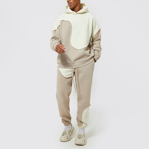 Bộ Quần Áo Nỉ Và Áo Hoodie Dáng Rộng Cho Nam, Bộ Đồ Thể Thao 2 Mảnh Lông Cừu Dày Chặn Màu Theo Yêu Cầu - Product Image 1