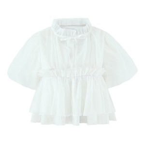<span class=keywords><strong>Camicetta</strong></span> da donna alla moda Primavera 2026 <span class=keywords><strong>con</strong></span> maniche a tulipano e <span class=keywords><strong>nodo</strong></span>, a maniche corte, dolce e casual, per l'abbigliamento quotidiano e streetwear - Product Image 3