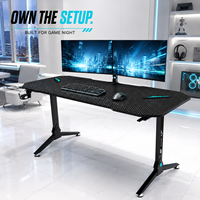 Bureau de jeu Aor Esports 2026 moderne de haute qualité en fibre de carbone noire avec éclairage LED