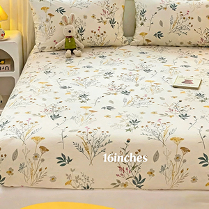 Set di Lenzuola Enchanted Meadow, Armonia Floreale in Beige, Set di Lenzuola in Morbido Cotone Premium con Tasca Profonda - Product Image 2