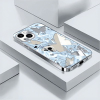 Étui de téléphone pour iPhone 15 avec bracelet, nouvelle coque de protection, XP994 INS Silhouette Butterfly Apple 16, miroir électro-plaqué pour femmes