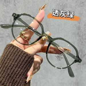 Tr38168 Monturas de gafas ópticas redondas, montura completa, lentes de PC, protección contra luz azul, unisex, tamaño mediano, para uso diario - Product Image 1