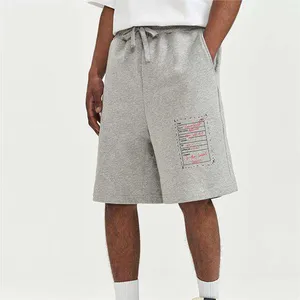 Factory Custom Logo Mens Street Wear Casual Essential Sweat Shorts Long Drawstring Cotton Fleece Shorts