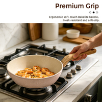 Ensemble de casseroles en aluminium antiadhésif de qualité supérieure, 8 pièces, en granit crème, léger, durable, écologique, avec poignée en plastique anti-brûlure