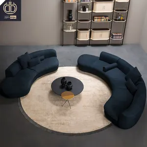 brand synthetic leather living room furniture sectional curved circular piaf lounge sofa luxury suede fabric sofa set