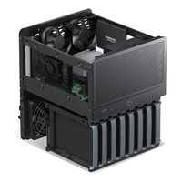 Boîtier NAS JONSBO Stock Mid Tower Mini-ITX avec ventilateurs, alimentation SFX, carte mère ITX, coque en acier pour disques durs, 8+1 baies, double ventilateur 100 mm, boîtier PC 10 USB