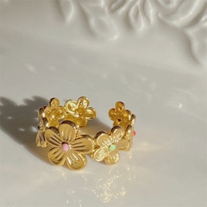 New Design Gold Plated Jewelry Women <b>Dainty</b> Charm Flower Charm <b>Ring</b> - Product Image 3