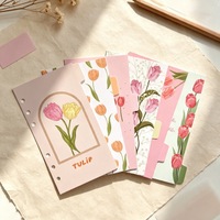 2026 Nuevo Divisores de Carpeta de Presupuesto A6 de 6 Anillas con Diseño de Flores de Tulipán, Hojas Sueltas para Diario, Tarjetas de Índice y Planificador de Presupuesto