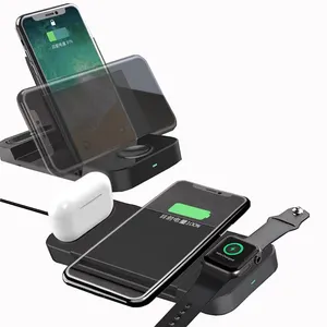 Cargador inalámbrico plegable de estación de carga rápida inalámbrica de 15W para iPhone iwatch airpod 3 en 1 soporte de teléfono de carga inalámbrica