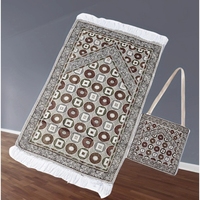 Tapis de prière floral rembourré en polyester avec sac de transport, antidérapant, tapis musulman Sajjadah pliable et portable pour la maison et les voyages