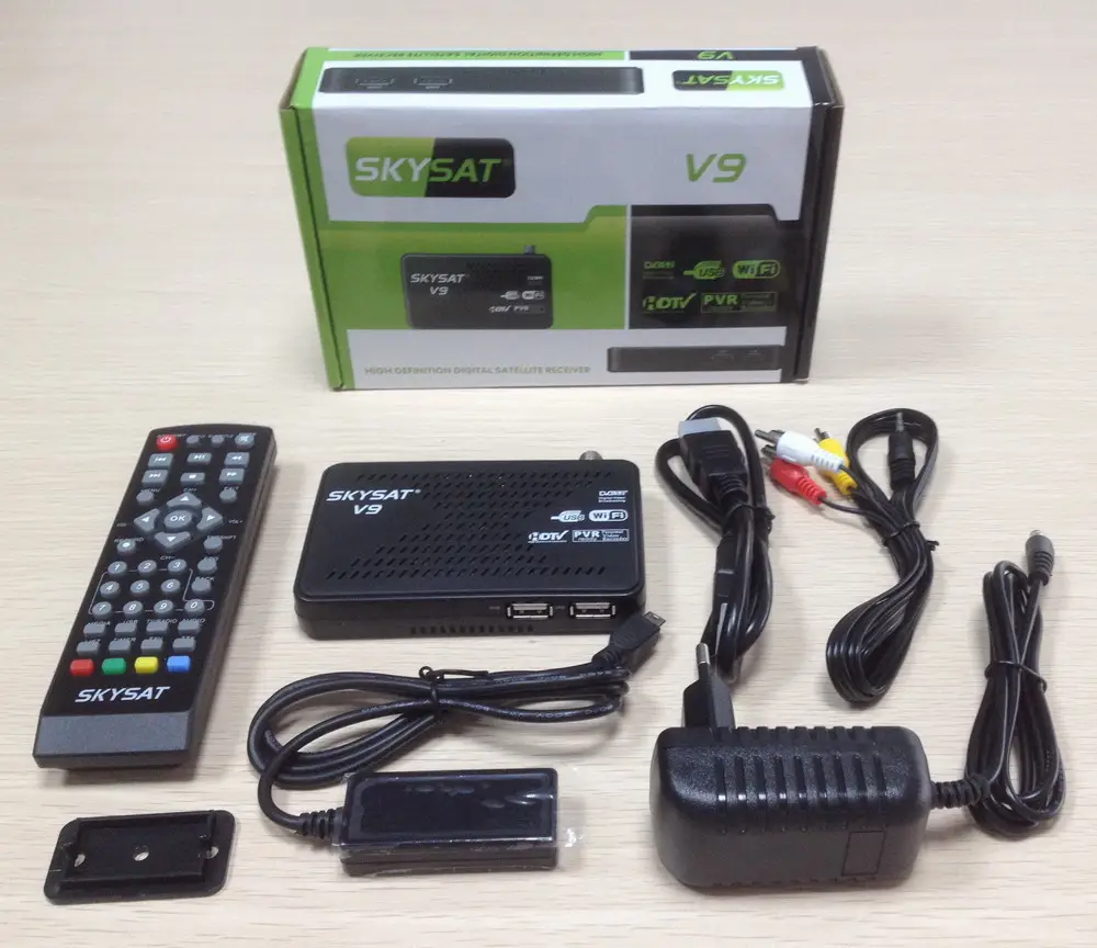 고품질 위성 수신기 SKYSAT V9 디지털 1080P 풀 HD DVB-S2 MPEG4 3G 동글 네트워크 공유