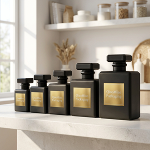 Botellas de Perfume Cuadradas de Vidrio de Lujo <span class=keywords><strong>al</strong></span> por Mayor, 30ml 50ml 100ml, Vacías, Negras, con Tapa de Rosca para Envasado de Cosméticos y Difusores - Product Image 1