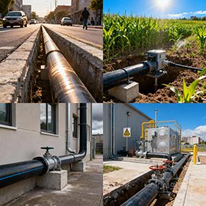 水道管灌漑システム 7 12 18 32インチ 110mm PN6 315mm 500mm 790mm ID 10バール SDR 11 ブラック<span class=keywords><strong>PE</strong></span> 100 PN16 HDPEパイプ価格 - Product Image 4