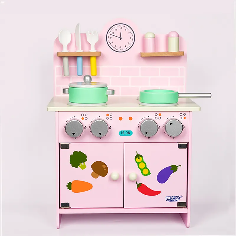 Kids Wooden Kitchen Toys Pretend Play Children Role Play Educational Toy Set Cooking Tools For Girls And Boys