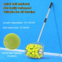 Ramasseur de balles de tennis de haute qualité épaissi, portable, à rouleaux, rétractable, pour un ramassage rapide, en acier inoxydable