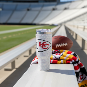 Vasos de Acero Inoxidable de 40 oz con Pedrería del Equipo de Fútbol Americano Kansas City Chiefs, 17 Colores, con Asa y Tapa, Estilo Bling - Product Image 1