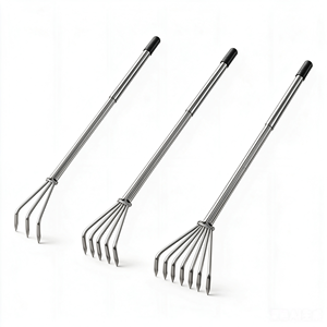 Râteau de jardin manuel en acier inoxydable avec manche métallique, 3/5/7 dents, cultivateur multi-longueurs, outil de jardinage <span class=keywords><strong>pour</strong></span> ferme, cour, plage et coquillages - Product Image 5